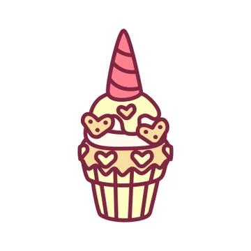 Vector cute cupcake sweets art Stock Illustration