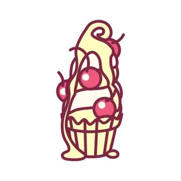 Vector cute cupcake sweets art Stock Illustration