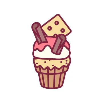 Vector cute cupcake sweets art Stock Illustration