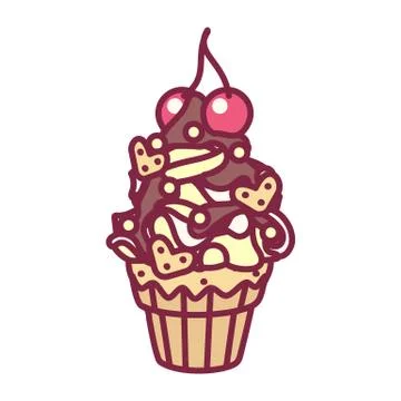 Vector cute cupcake sweets art Stock Illustration