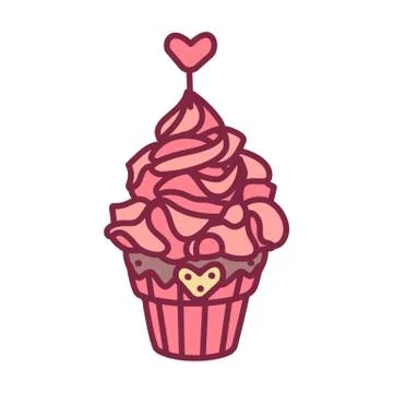 Vector cute cupcake sweets art Stock Illustration