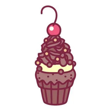 Vector cute cupcake sweets art Stock Illustration
