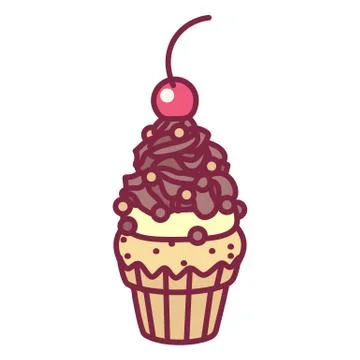 Vector cute cupcake sweets art Stock Illustration