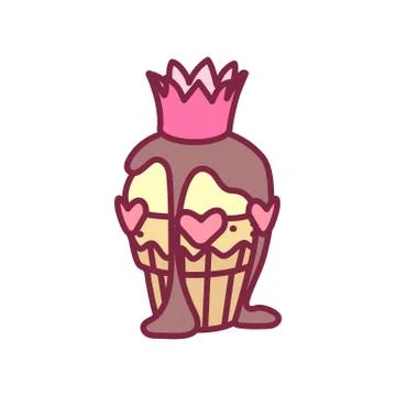 Vector cute cupcake sweets art Stock Illustration