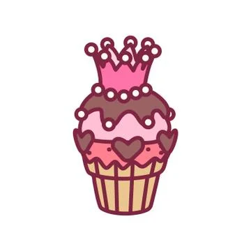Vector cute cupcake sweets art Stock Illustration