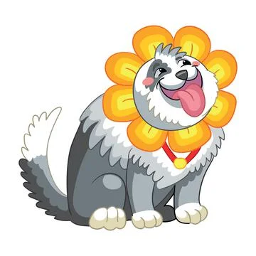 Vector cute dog with headgear in forme of flower Illustrazione stock
