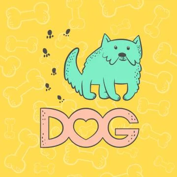Vector cute dog mastiff. Funny caricature animal cartoon character. Contour flat Stock Illustration