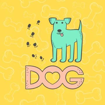 Vector cute dog terrier. Funny caricature animal cartoon character. Contour flat Stock Illustration