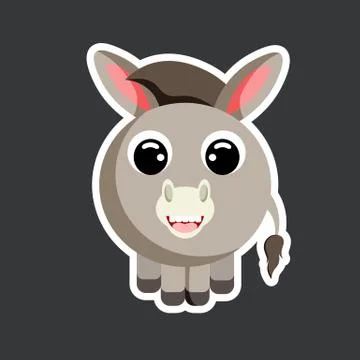 Vector cute donkey sticker template Stock Illustration