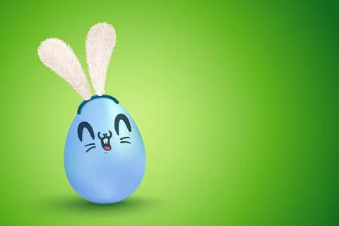 Vector cute egg with bunny ears in kawaii style. Stock Illustration