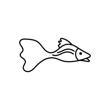Vector cute fish. Nautical theme. Isolated on a white background. Hand-drawn Stock Illustration