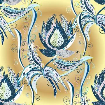 Vector. Cute floral pattern with buds flowers. Seamless background. For print on Stock Illustration