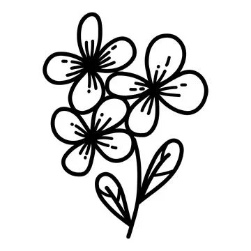 Vector cute flower in hand drawn doodle style Stock Illustration