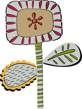 Vector cute flowers summer character and cartoon Stock Illustration