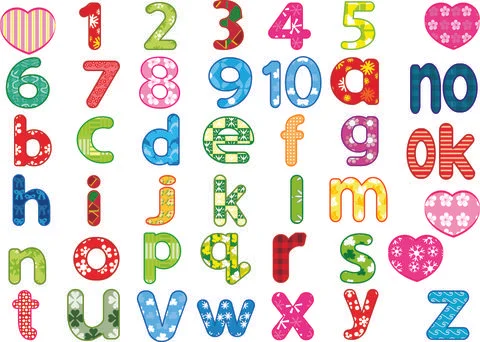 Vector cute fonts design set colourful Stock Illustration