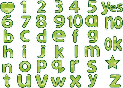 Vector cute fonts design set green Stock Illustration