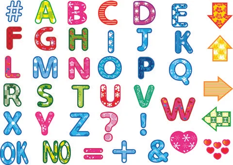 Vector cute fonts design set colourful Stock Illustration