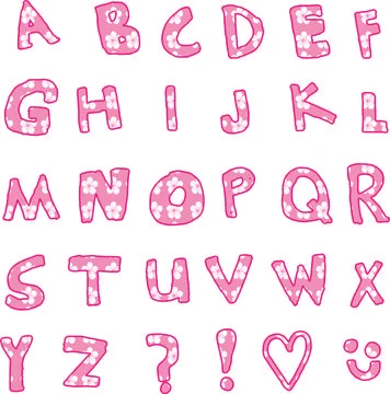 Vector cute fonts design set pink Stock Illustration