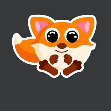 Vector cute fox sticker template Stock Illustration