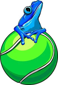Vector Cute frog playing tennis. Animal cartoon concept isolated Stock Illustration
