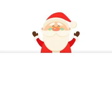 Vector Cute Funny Smiling Santa Claus Peeking Out From Behind a Banner Illustrazione stock