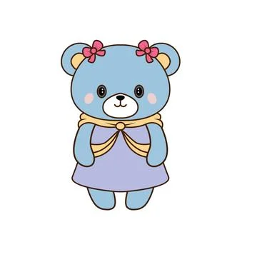 Vector Cute, funny teddy bear in purple fashion dressed in fashionable modern Stock Illustration