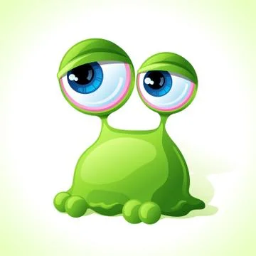 Vector cute green monster isolated on white background Stock Illustration