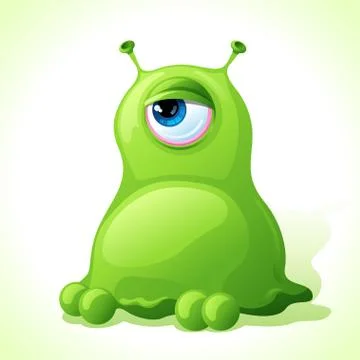 Vector cute green monster isolated on white background Illustrazione stock