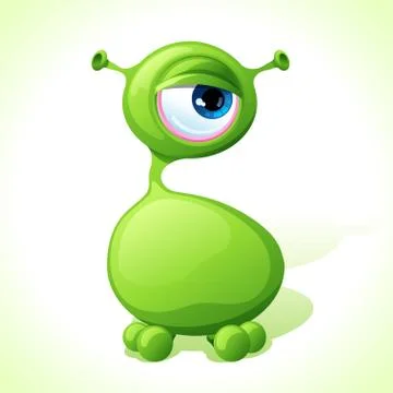 Vector cute green monster isolated on white background Stockillustratie
