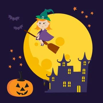 Vector cute Halloween illustration Stock Illustration