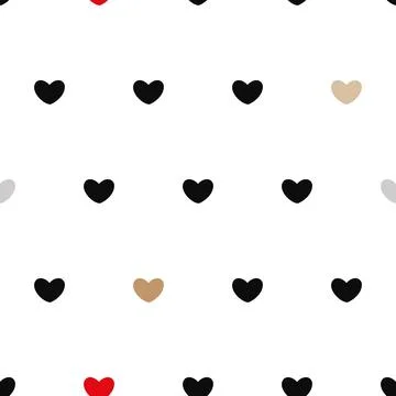 Vector Cute Hearts in Chic Colors on White seamless pattern background. Perfect Stock Illustration