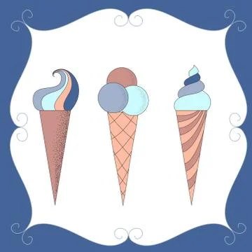 Vector cute ice cream horns Stock Illustration