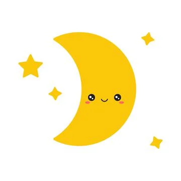 Vector cute illustration of a smiling half moon. Stock Illustration