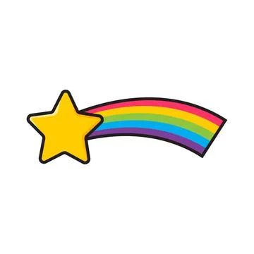 Vector cute illustration of star with rainbow tail. Stock Illustration