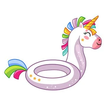 Vector cute inflatable circle in shape of unicorn Illustrazione stock