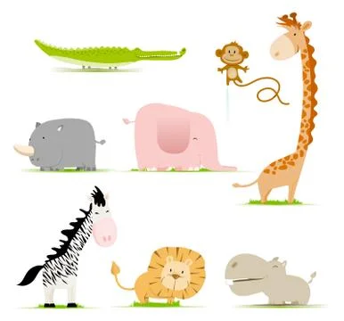 Vector Cute Jungle Animals Stock Illustration
