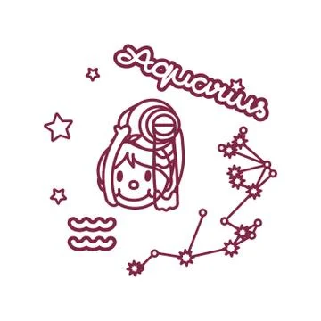 Vector cute line Zodiac sign Illustrazione stock