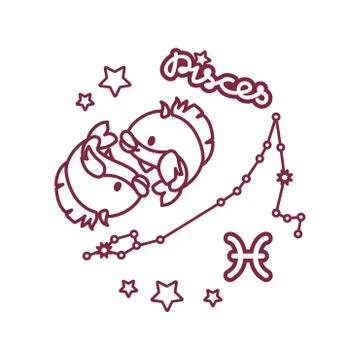 Vector cute line Zodiac sign Stock Illustration