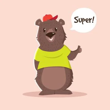 Vector cute little bear cartoon character in t-shirt Stock Illustration