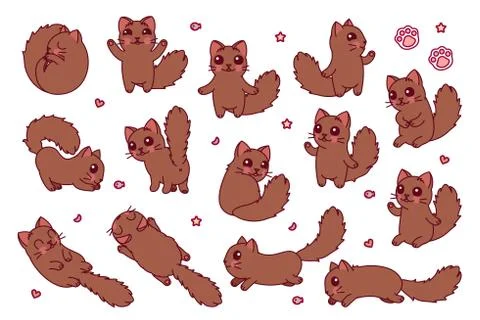 Vector cute little cats set Stock Illustration