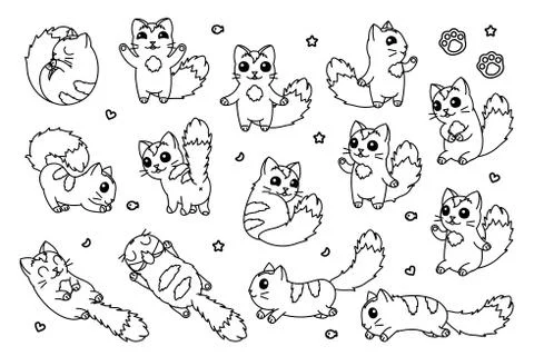 Vector cute little cats set Stock Illustration