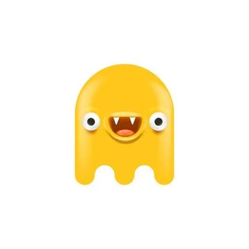 Vector cute orange ghost isolated on white Stock Illustration