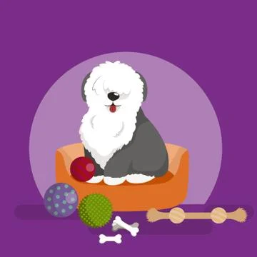 Vector cute pet bed, place for sleeping dog isolated Ilustración de archivo