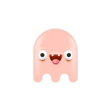 Vector cute pink ghost isolated on white Stock Illustration