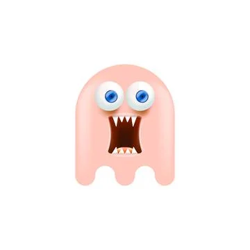 Vector cute pink ghost isolated on white Stock Illustration