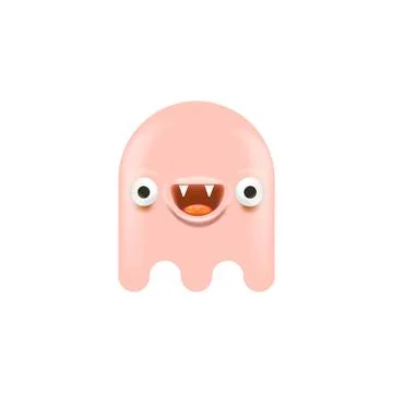 Vector cute pink ghost isolated on white Stock Illustration