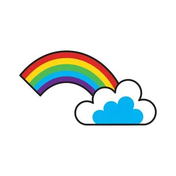 Vector cute rainbow and cloud illustration isolated on white background Stock Illustration