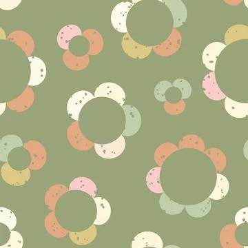 Vector Cute Retro Daisies in Natural Colors seamless pattern background. Perfect Stock Illustration