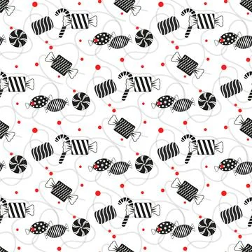 Vector cute seamless with candys and Lollipops on white Stock Illustration