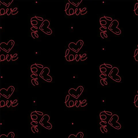 Vector. Cute seamless love pattern with hand drawn heart and lettering: love. イラスト素材